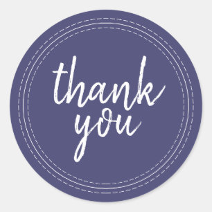 Chic Script Navy Blue Thank You Gift Label