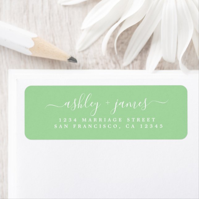 Chic Script Neo Mint Wedding Return Address (Insitu)