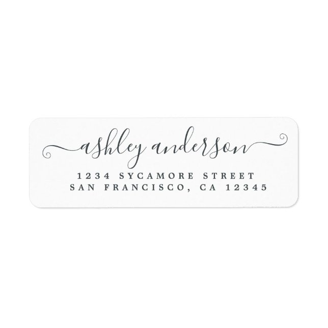 Chic Script Off-Black Name Return Address (Front)