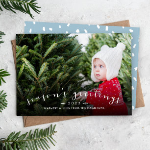 Chic Script Overlay Holiday Photo Card