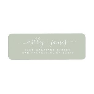 Chic Script Pastel Green Mariage Adresse de retour