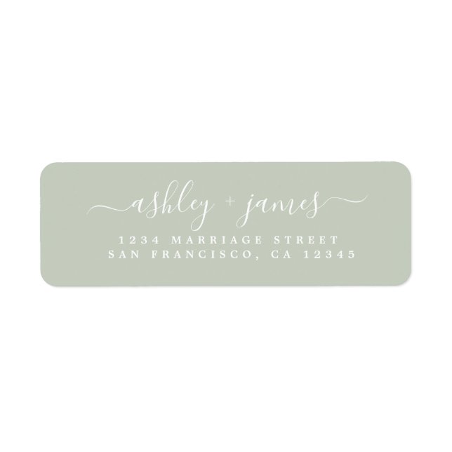 Chic Script Pastel Green Mariage Adresse de retour (Devant)