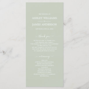 Chic Script Pastel Green Simple Minimal Wedding Program