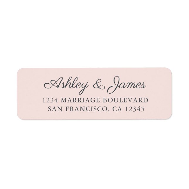 Chic Script Pastel Pink Wedding Return Address (Front)