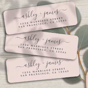 Chic Script Pastel Pink Wedding Return Address