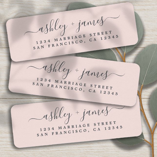 Chic Script Pastel Pink Wedding Return Address (Creator Uploaded)