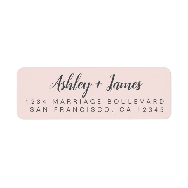 Chic Script Pastel Pink Wedding Return Address (Front)