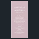 Chic Script Pastel Purple Simple Minimal Wedding Program<br><div class="desc">Elegant minimal wedding program with white chic script calligraphy and modern typography on a pastel purple background. Simply add your wedding program details. Exclusively designed for you by Happy Dolphin Studio. If you have any questions or requests, please contact us at happydolphinstudio@outlook.com. We're happy to help you make your wedding...</div>