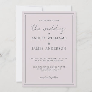 Chic Script Pastel Purple Wedding invitation