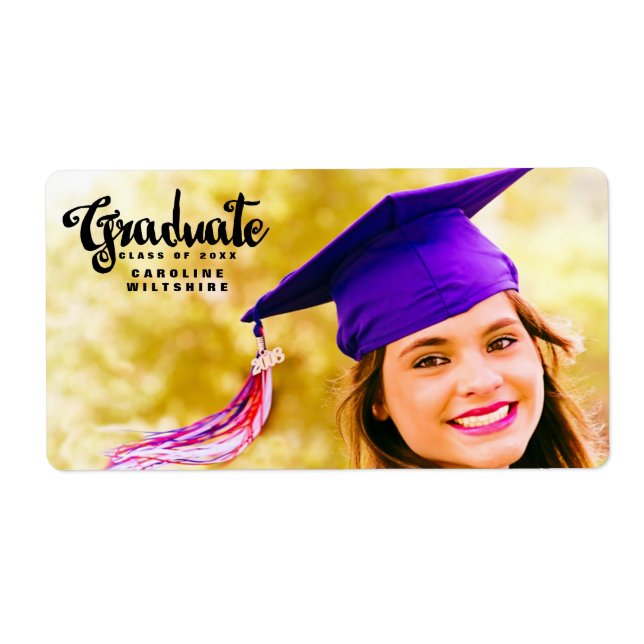 Chic Script Personalized Photo Graduation (Front)