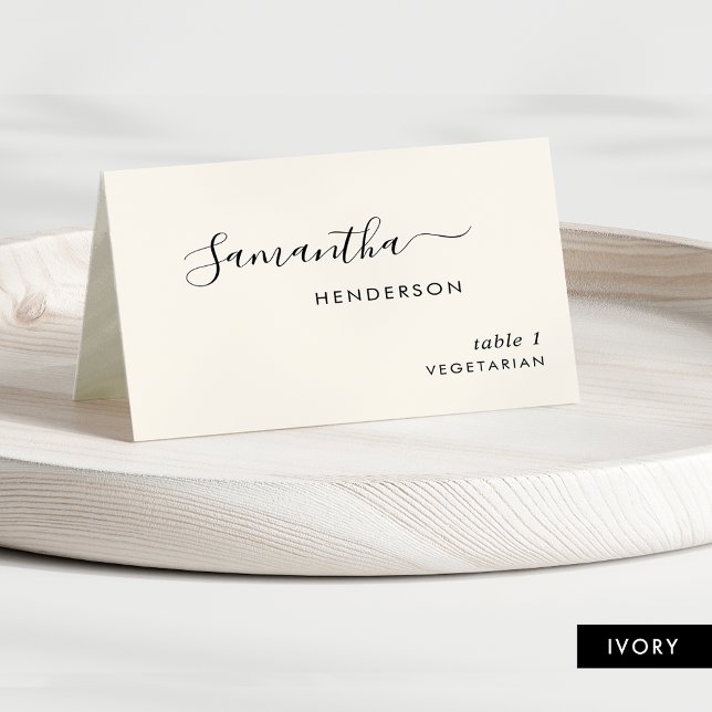 Chic Script Personalized Wedding Ivory Place Cards (Creator Uploaded)