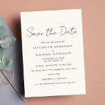 Chic Script Photo Cream Save The Date<br><div class="desc">Chic light cream save the date wedding announcement featuring "Save the Date" in a minimal modern script and your personalized save the date details in simple typography. The reverse side features your photo overlayed with your first names and wedding date.</div>