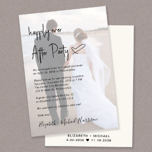 Chic Script Photo Overlay Cream Wedding Reception Invitation
