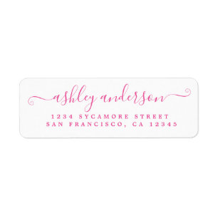 Chic Script Pink Ink Name Adresse de retour