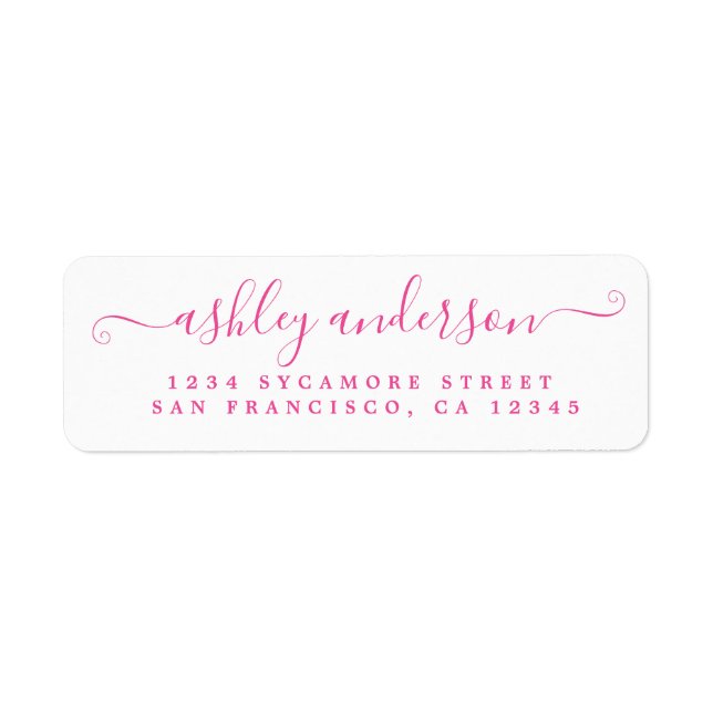 Chic Script Pink Ink Name Adresse de retour (Devant)
