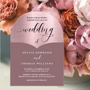 Chic Script Pink Rose Gold Arch Wedding Acrylic Invitations
