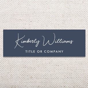 Chic Script Professional Blue Name Tag