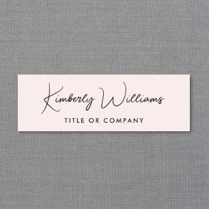 Chic Script Professional Pink Name Tag
