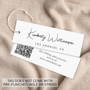 Chic Script QR Code Clothing Hang Tag
