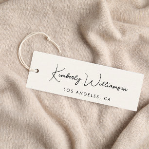Chic Script QR Code Cream Clothing Hang Tag
