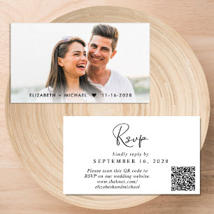 Chic Script QR Code Wedding RSVP Enclosure Card