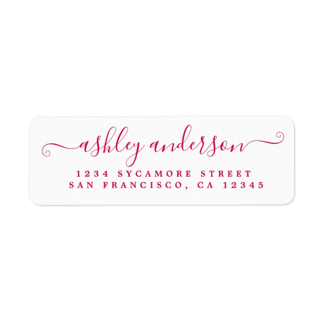Chic Script Red Ink Name Adresse de retour (Devant)