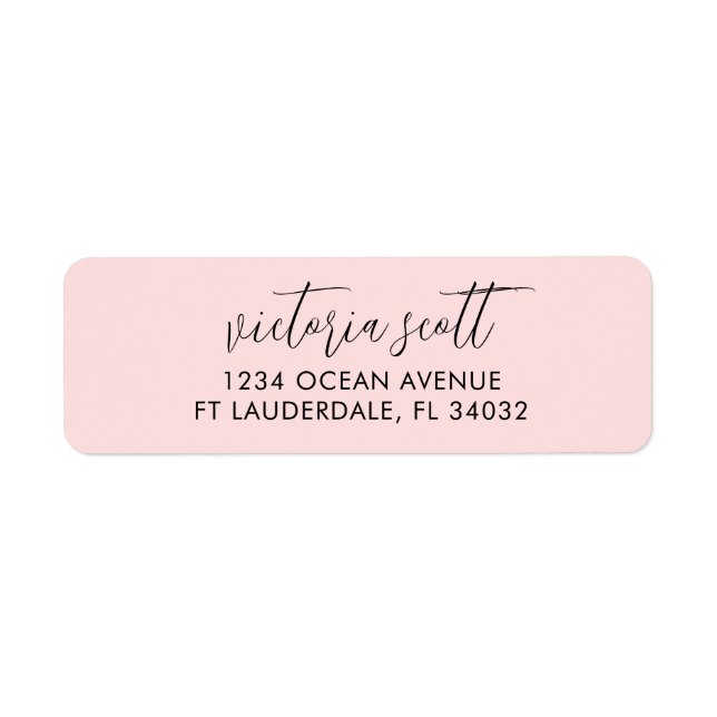 Chic Script Return Address Labels | Modern Pink (Front)