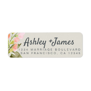 Chic Script rose Mariage Floral Adresse de retour