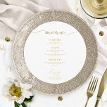 Chic Script Round Wedding Menu Card For Plate<br><div class="desc">A simple chic calligraphy wedding menu card. I do offer a free customisation service,  if you have any questions or special requests,  please feel free to contact me.</div>