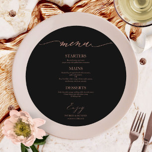 Chic Script Round Wedding Menu Card For Plate