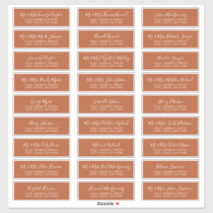 Chic Script Rust Orange Guest Address Labels