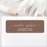Chic Script Rust Wedding Return Address<br><div class="desc">Chic, modern wedding return address label with your names in elegant white hand written script on a rust background. Simply add your names and address to make an elegant return address label.</div>