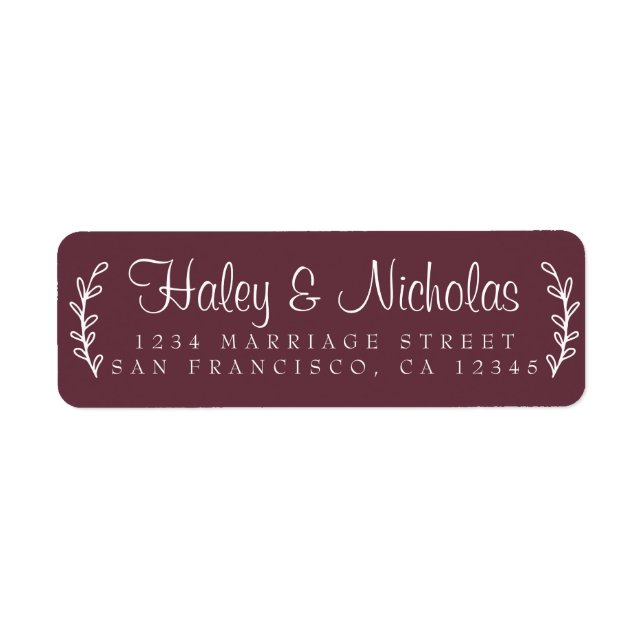 Chic Script Rustic Foliage Mariage Adresse de reto (Devant)