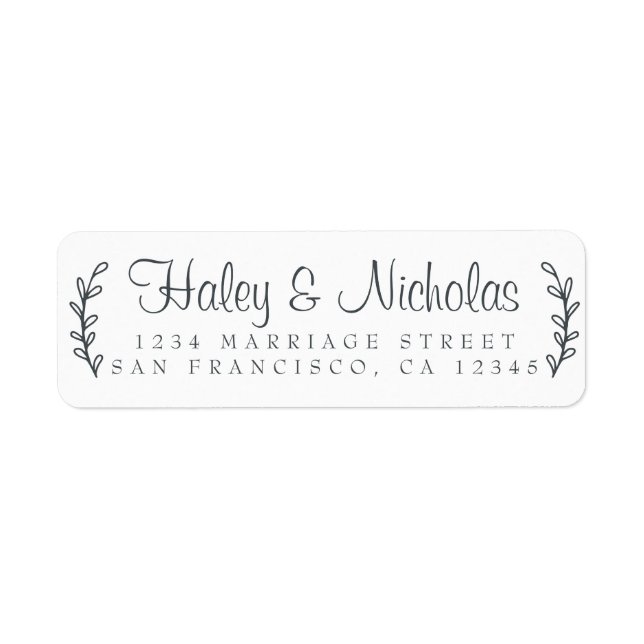 Chic Script Rustic Foliage Mariage Adresse de reto (Devant)