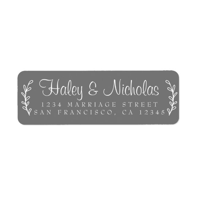 Chic Script Rustic Foliage Wedding Return Address  (Front)