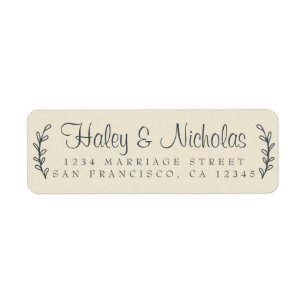 Chic Script Rustic Foliage Wedding Return Address 
