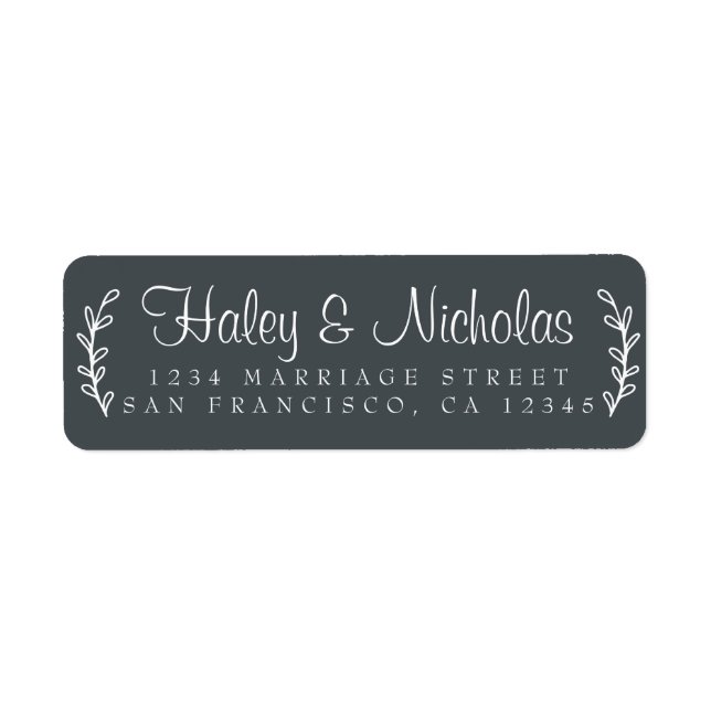 Chic Script Rustic Foliage Wedding Return Address  (Front)