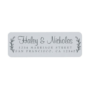 Chic Script Rustic Foliage Wedding Return Address 