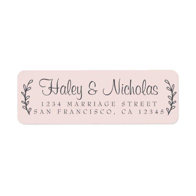 Chic Script Rustic Foliage Wedding Return Address  (Front)