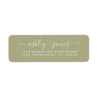 Chic Script Sage Green Wedding Return Address