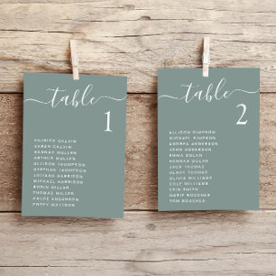 Chic Script Sage Green Wedding Seating Chart Card