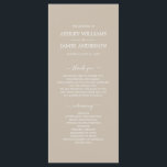 Chic Script Shiitake Grey Simple Minimal Wedding Program<br><div class="desc">Elegant minimal wedding program with white chic script calligraphy and modern typography on a shiitake grey background. Simply add your wedding program details. Exclusively designed for you by Happy Dolphin Studio. If you have any questions or requests, please contact us at happydolphinstudio@outlook.com. We're happy to help you make your wedding...</div>