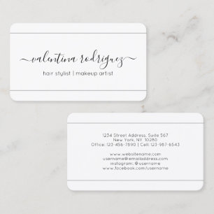 Chic Script Signature Elegant Modern Black & White Business Card