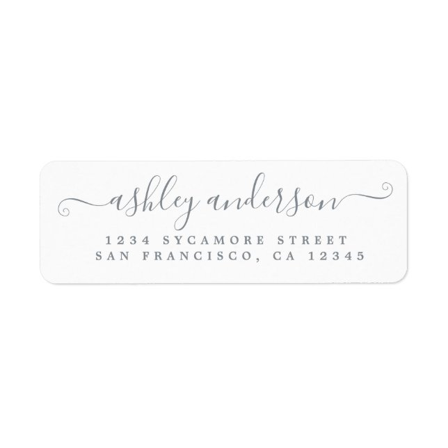 Chic Script Silver Ink Nom Adresse de retour (Devant)