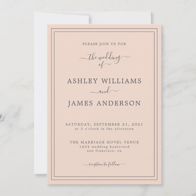 Chic Script Soft Pink Wedding invitation (Front)