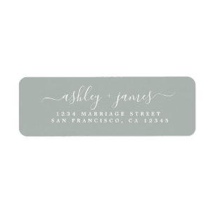 Chic Script Storm Grey Wedding Return Address