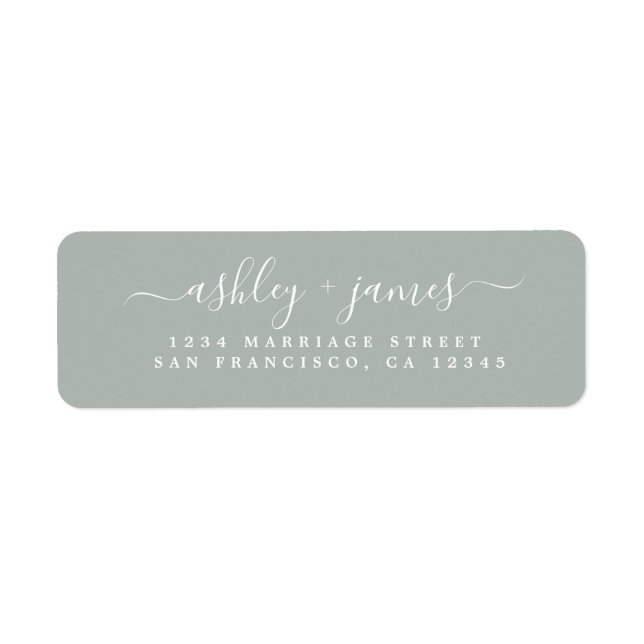 Chic Script Storm Grey Wedding Return Address (Front)