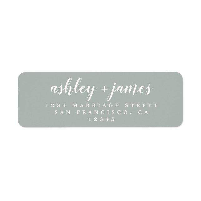 Chic Script Storm Grey Wedding Return Address (Front)