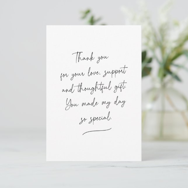 Chic Script Swash Thank You Message Photo Card (Standing Front)