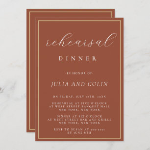 Chic Script Terracotta Rehearsal Dinner Invitation